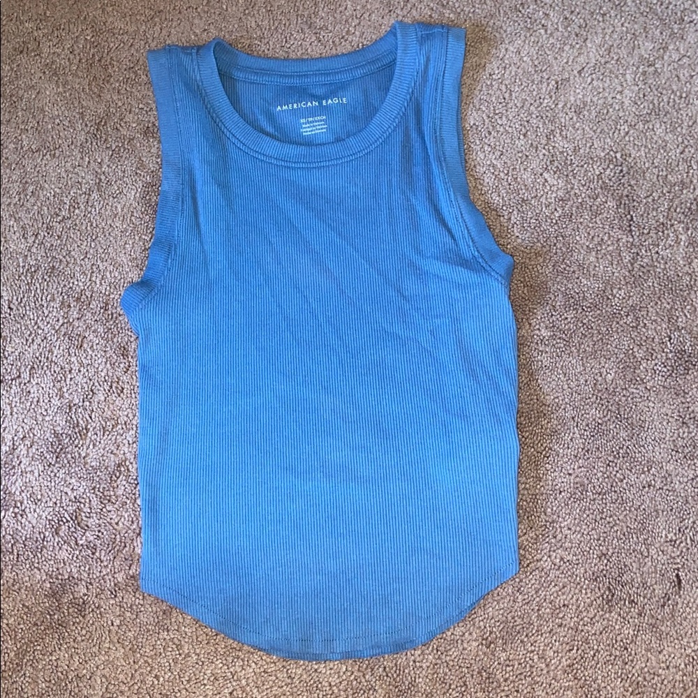 American Eagle Outfitters Ribbed Blue Tank Top